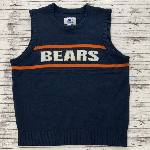 Chicago Bears Vest Men XL Blue Orange Striped Starter Sweater Mike Ditka Classic